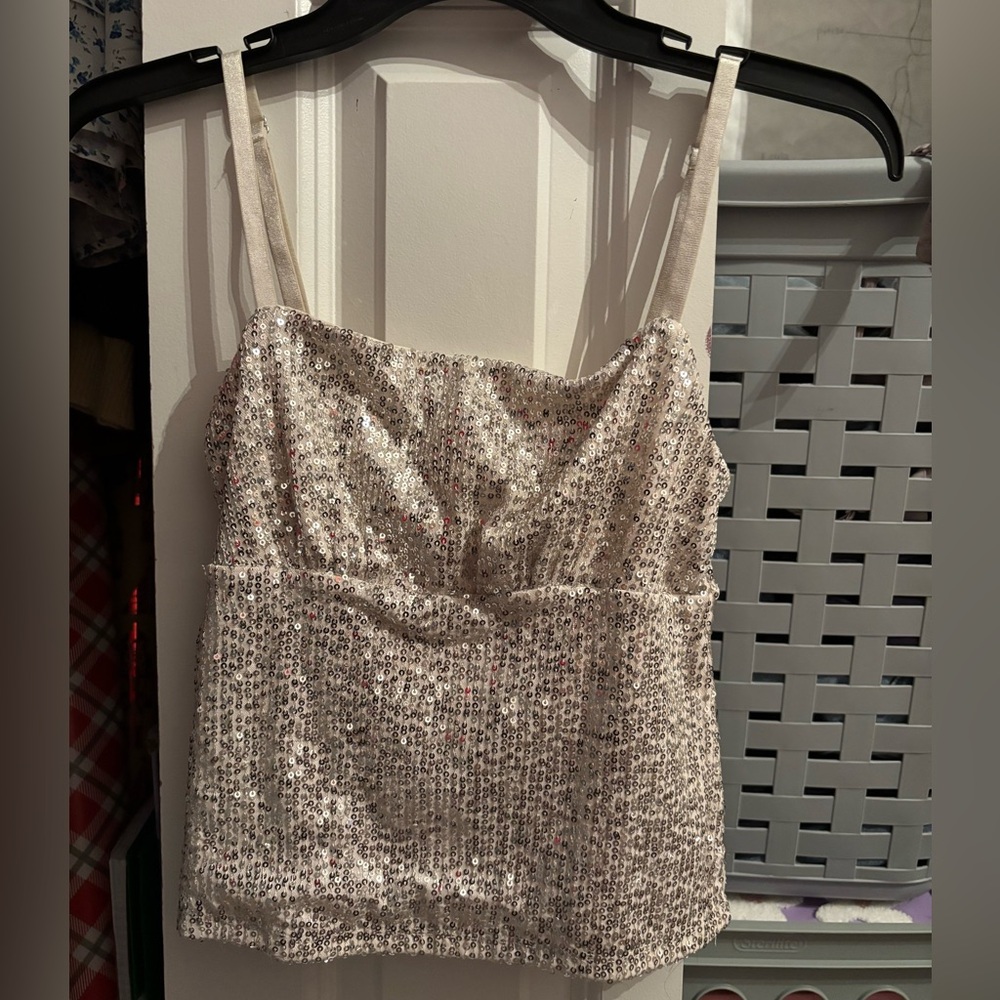 No Boundaries Silver Sequin Top